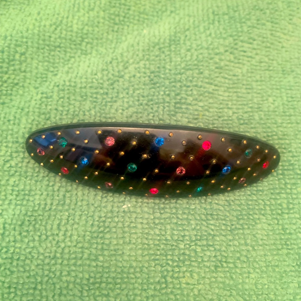 Vintage 80s German rhinestone multicolored barrette